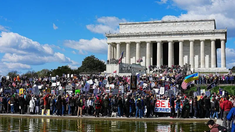 No Kings protesters across the US rally against Donald Trump